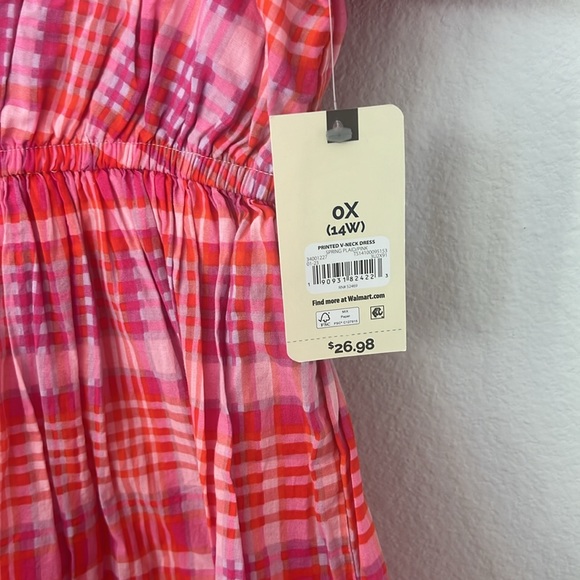 Women's Terra & Sky Pink Plaid Dress - OX 14W - Picture 3 of 8